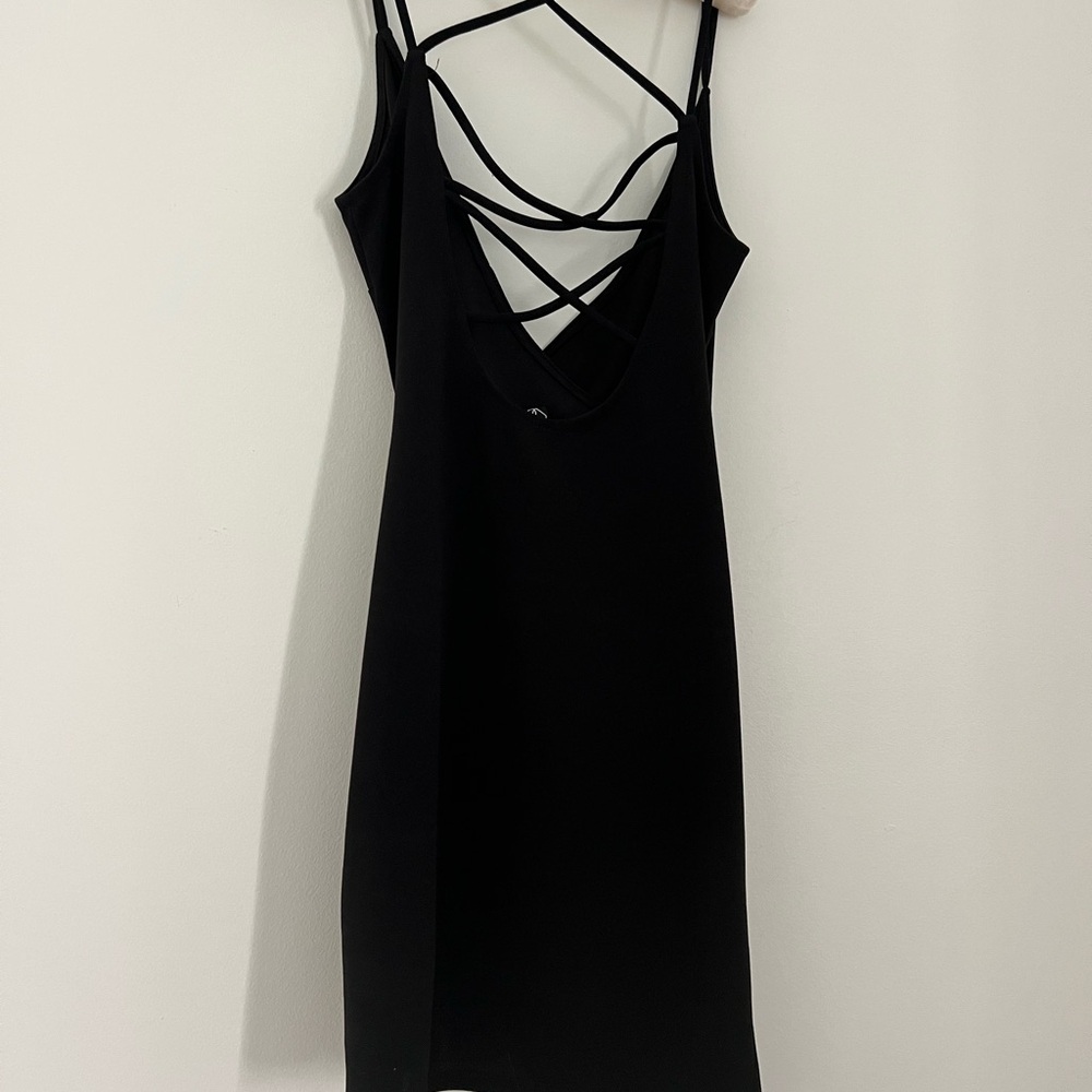 Black Sleeveless Slip Dress with V-Neck